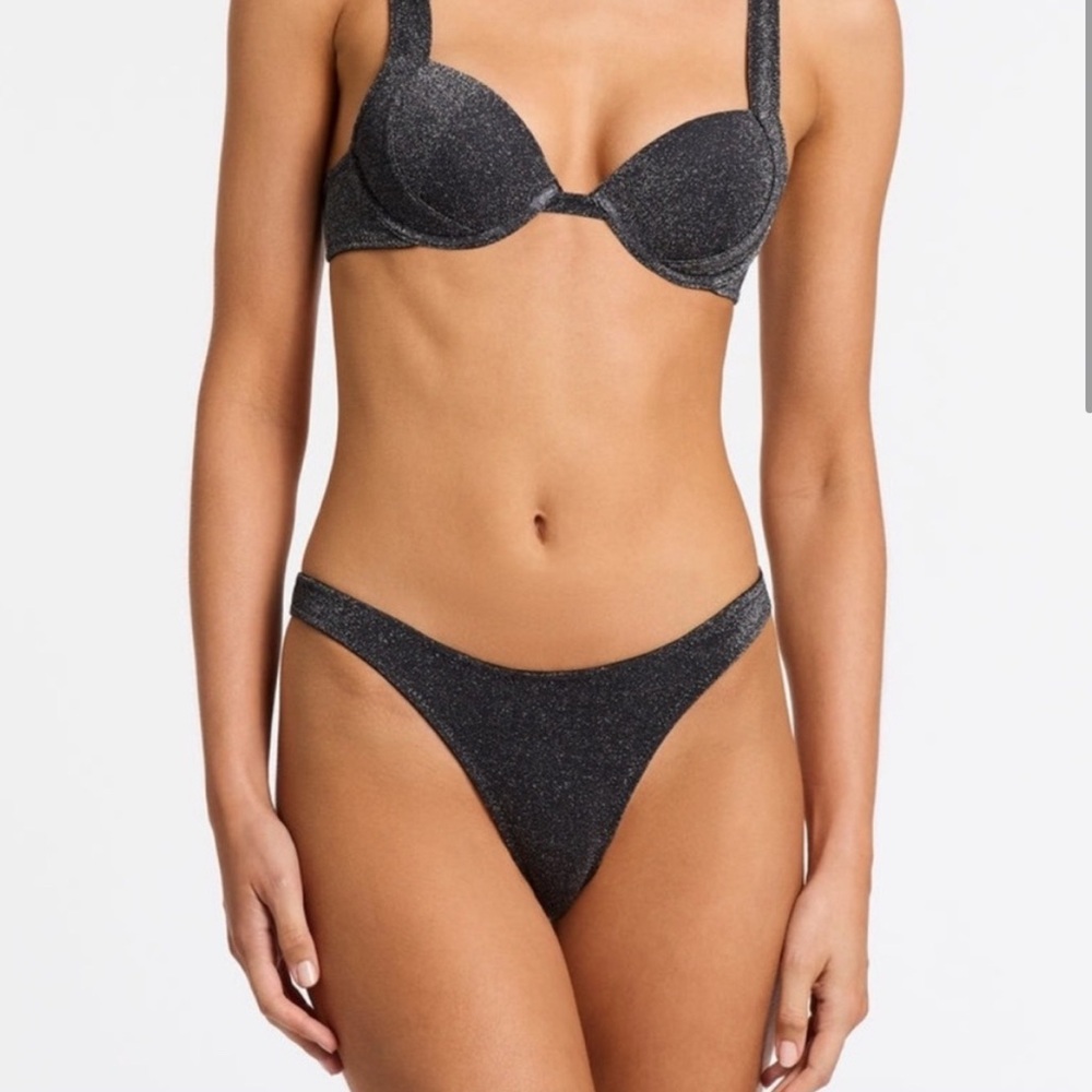 Black- sparkle- cup- triangl bikini SET, both size small